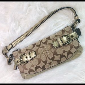 Coach Signature Bag  M050-5107 Gold Leather Trim